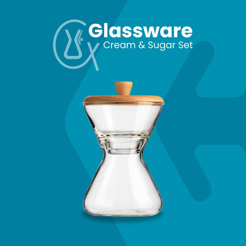 CHEMEX - Hand Blown Glass Cream & Sugar Set - Image 2